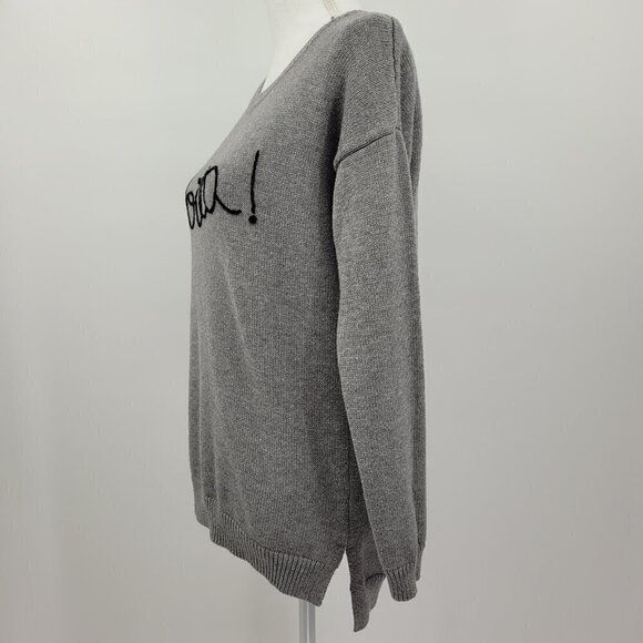 Maison Jules Voila! Oversized Grey Crew Neck Sweater - Picture 3 of 10